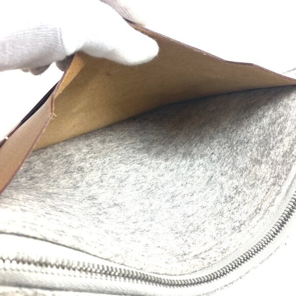 HERMES Bag Too Doo 37 Pouch Clutch bag felt / Leather gray/Brown - Picture 5 of 13